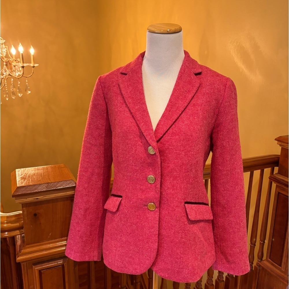 Talbots Pink Aberdeen Tweed  Sz 8P Max  Blazer Preppy Classic Academia